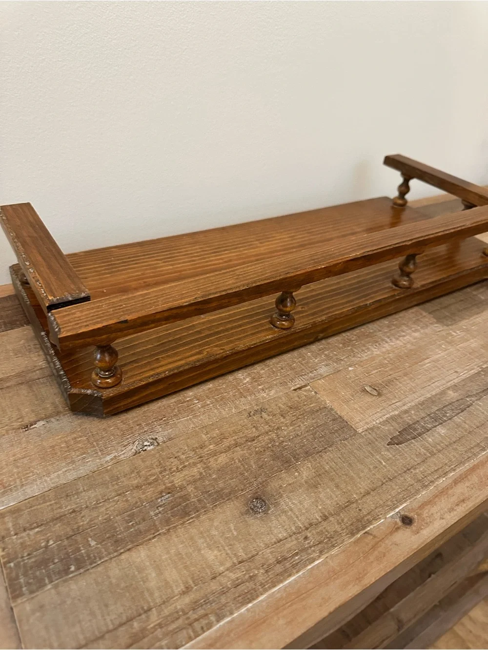 Countertop Vintage Wooden Spindle Rail Spice Rack Shelf - Brown 18 wide X 7 deep
